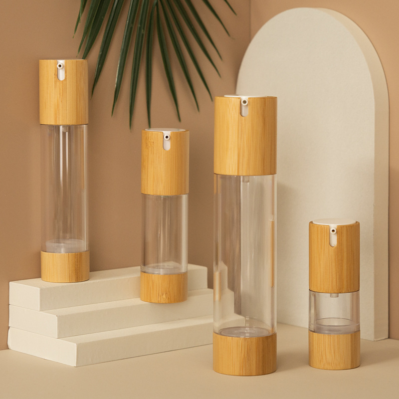 15ml 30ml 50ml Bamboo Lotion Airless Pump Bottle 1oz 1.7oz Emulsion Eye Cream Vacuum Cosmetic Container