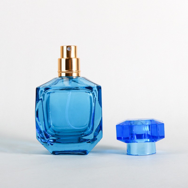 Blue Empty Glass Spray Perfume Bottles Packaging Glass Bottle
