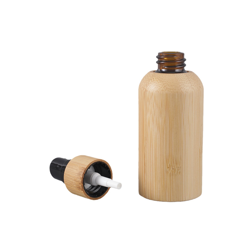 Lightweight Reusable Natural Bamboo Wood Inspired Plastic Bottle Environmentally Friendly Packaging For Shampoo