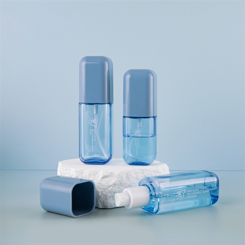80ml 100ml 120ml Thick Wall PET Plastic Blue Cosmetic Setting Spray Soothing Moisturizing Bottle