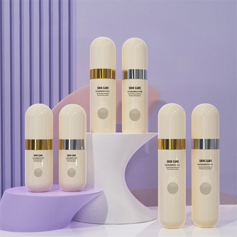 Beige Plastic Bottle 40ml 60ml 80ml Bottle Alcohol Spray Containers for Skincare Hair Mist Continuous Sunscreen Spray Bottle