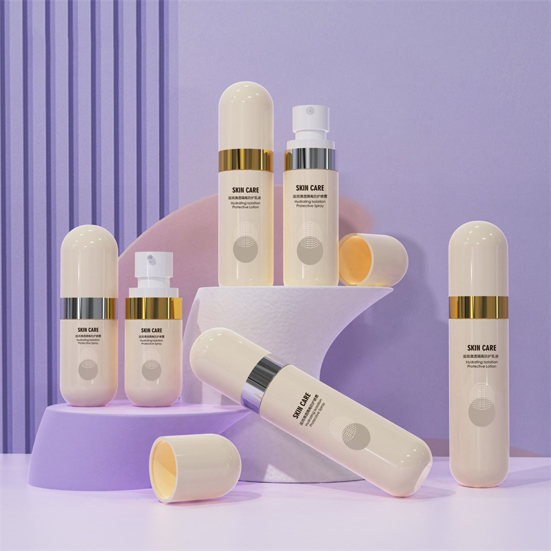 Beige Plastic Bottle 40ml 60ml 80ml Bottle Alcohol Spray Containers for Skincare Hair Mist Continuous Sunscreen Spray Bottle