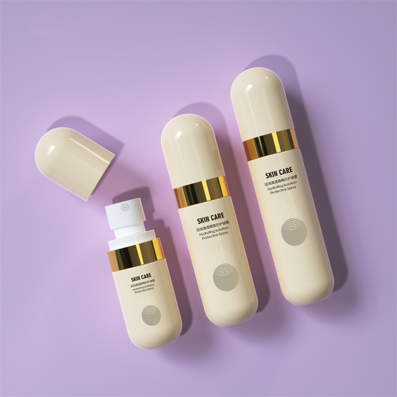 Beige Plastic Bottle 40ml 60ml 80ml Bottle Alcohol Spray Containers for Skincare Hair Mist Continuous Sunscreen Spray Bottle
