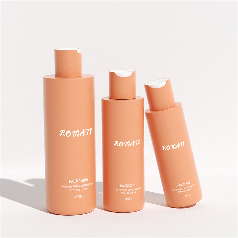 100ml 150ml 200ml PET Plastic Round Bottle with for Clear Orange Cap Empty Refillable Disc for Skin Care Serum Face Mask Shampoo