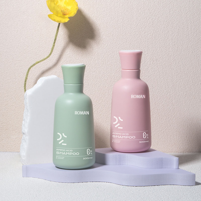 Matte Green Pink Empty Plastic Squeeze Shampoo Bottle 300ml with Disc Top Cap for Skin Care Serum and Lotion