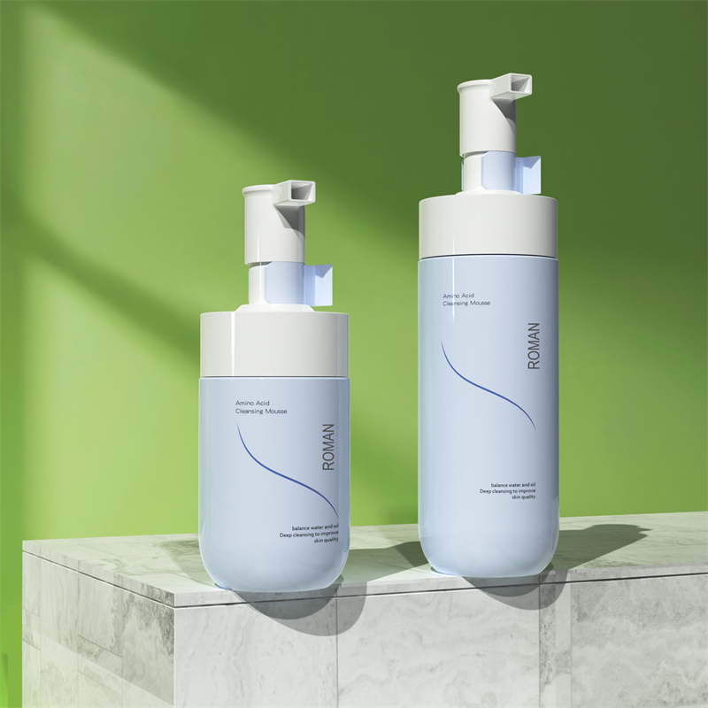Private Label Facial Whitening Foamer Gentle Cleansing Mousse Bubble Cleanser Blue PET Foam Pump Bottle 150ml 200ml 300ml