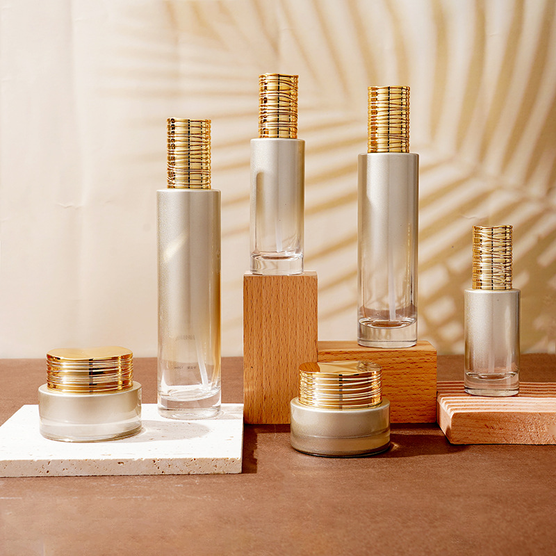 Glass Serum Bottle With Electroplated Brushed Lid