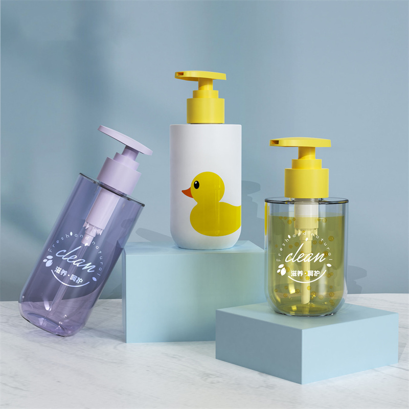 150ml 200ml 300ml PET Plastic Cosmetic Pump Bottles Conical Baby Shower Gel and Shampoo Bottles for Cosmetics Packaging