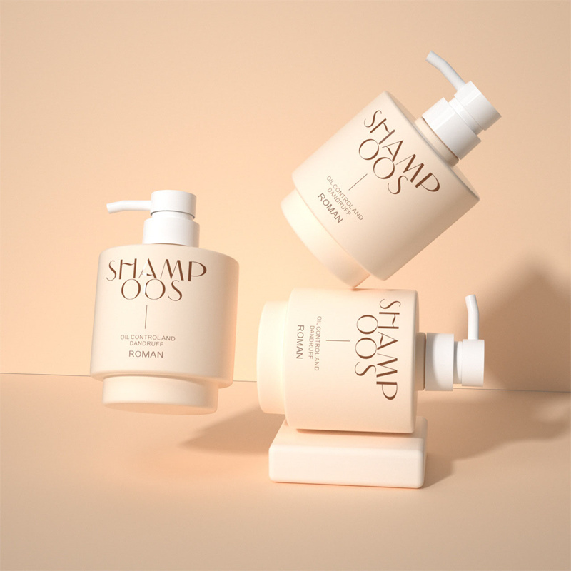16oz 24oz Plastic Hand Body Lotion Bottle Liquid Soap Shower Gel Shampoo Conditioner Lotion Package Beige Pump Bottle 250ml 450ml