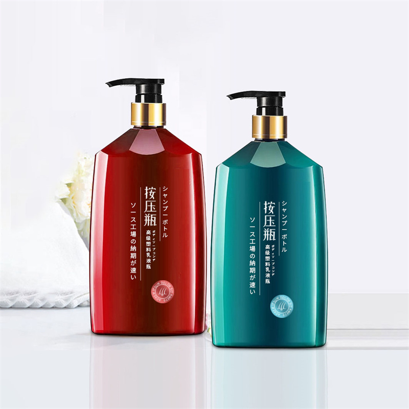 500ml 800ml Plastic PET frosted Oval Flat Bottle for Lotion Shampoo Shower Gel Face Cream with Pump Seal