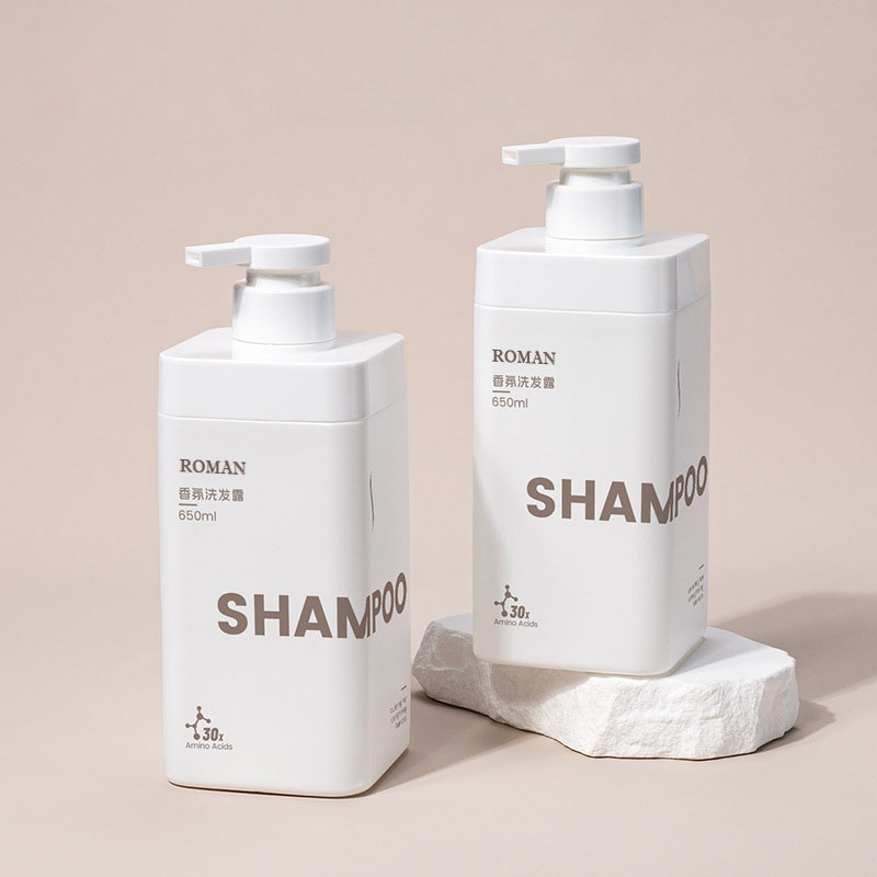 New Design Private Logo Matte White 650ml Square Empty HDPE Plastic Laundry Detergent Liquid Bottle 1L For Shampoo Shower Gel