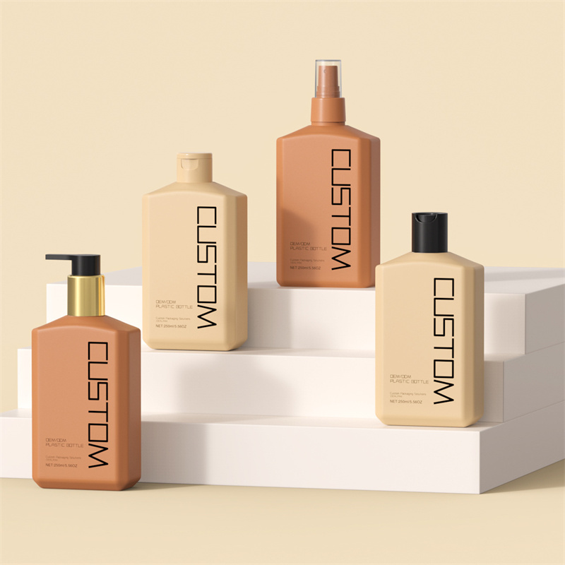 250ml 10oz Frosted Flat Oblique Shoulder Hand Body Lotion Pump Bottles Skincare Baby Shampoo Shower Gels Bottle