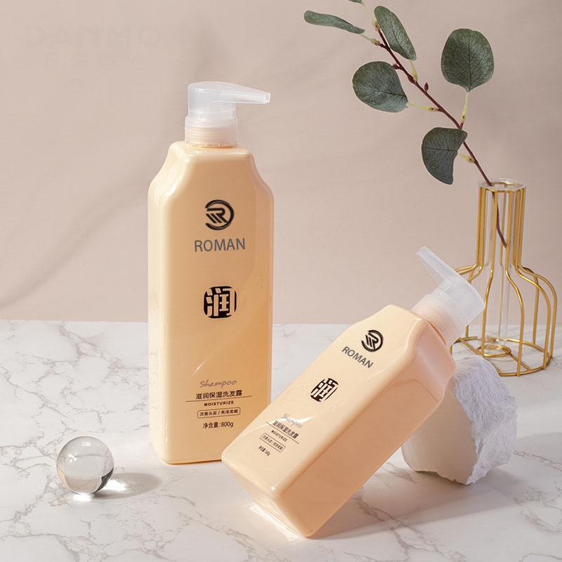 500ml 800ml Yellow Plastic Body Milk Lotion Pump PET Plastic Cosmetic Soft Touch Feeling Shampoo Squeeze Bottle