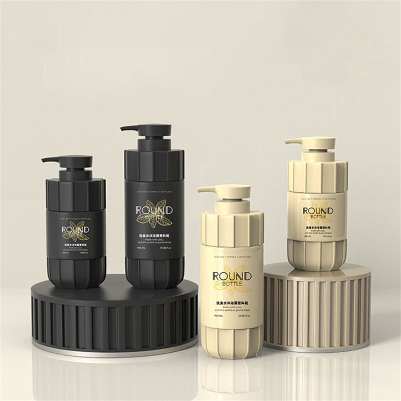 Matte Black 550 ml 600 ml 700 ml 750ml Pet Plastic Strip Thick Wall Plastic Lotion Pump Bottle For Cleaner Suncream Shampoo Shower Gel