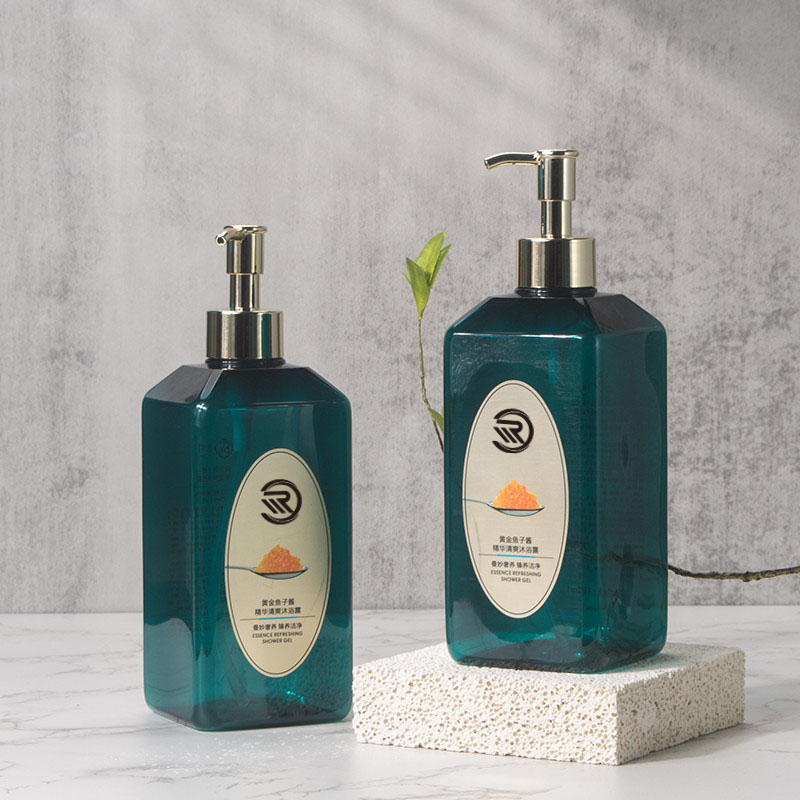 Private Label PET Plastic Dark Green Skincare Moisturizer Body Lotion Hair Care Shampoo Dispensing Bottle Container 550ml