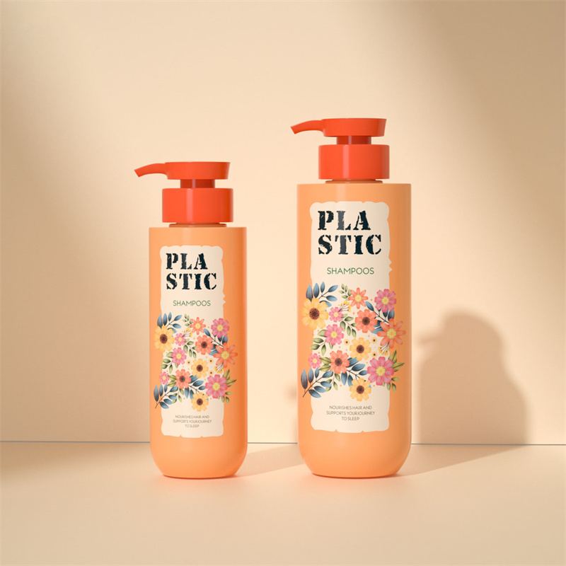 Shampoo and Hair Conditioner Bottles Plastic Red Pump Orange Matte Color Pet 300ml 500ml Premium Shampoo Bottles With Pump