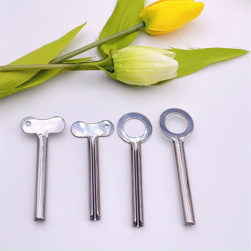 Annular Key Shape Silver Stainless Steel Metal Toothpaste Dispenser Face Cream Tube Squeezer